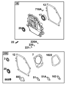 Crankcase Cover/Sump Group Diagram and Parts List for 106232-0268-H1 100000 - 19Z999 Briggs and Stratton Engine